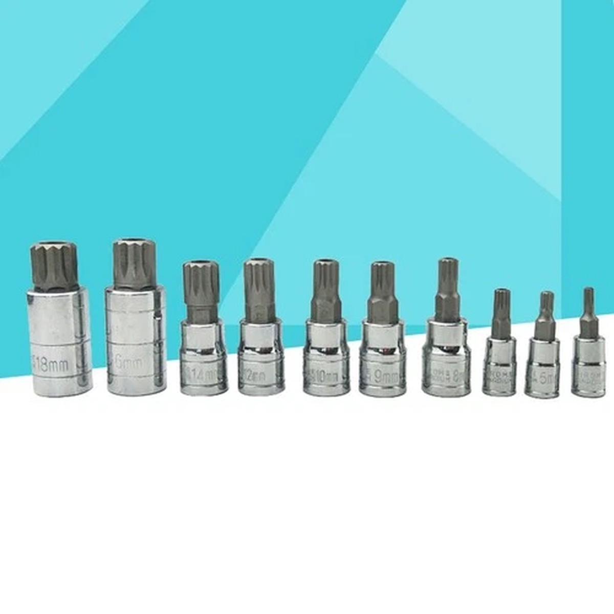 10Pcs Triple Socket Set Durable Steel 12Pt Bit for  and Drilling Silver
