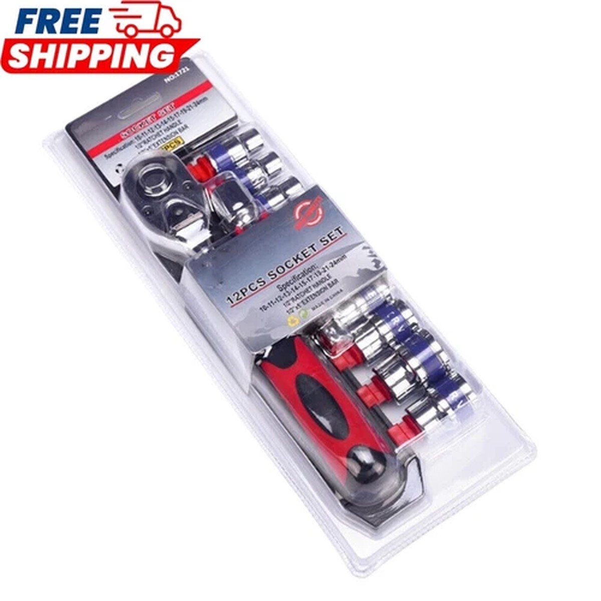 12 Pieces Ratchet Socket Wrench Set Auto Repair Quick Wrench Handle Repair Tool