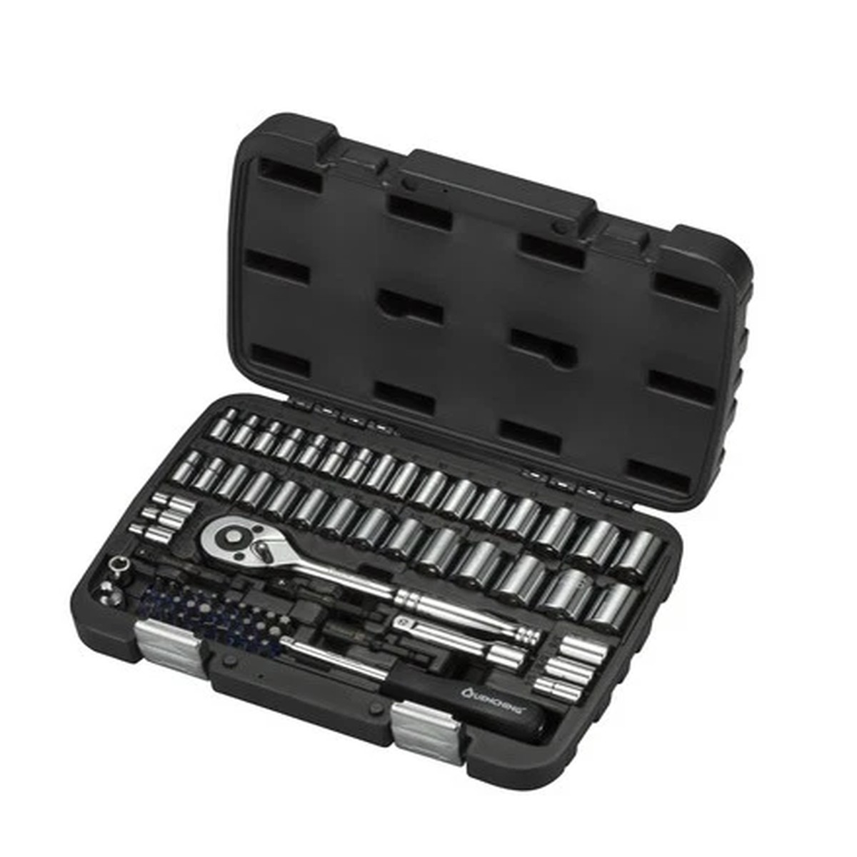 1/4" & 3/8" Drive Socket Set, 74Pcs Socket Wrench Set SAE from 1/4"-3/4", Met...
