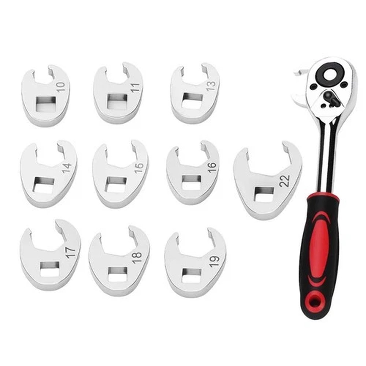 11pcs Crowfoot Wrench for 10-22 mm Flare Nuts Crows Wrench Set for 3/8
